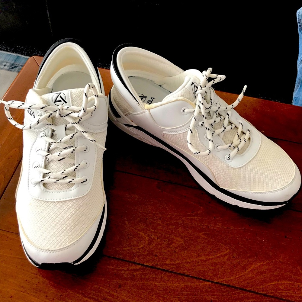 Zeba Hands Free Athletic Sneakers Shoes Mens Size 12‎ White Black Walking